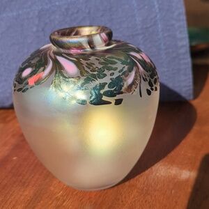 Hand Blown Iridescent Glass Vase